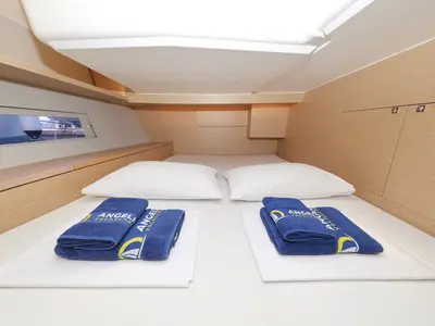 Cabin on Shooting Star, a Dufour 470 sailboat at Grad Vodice, Croatia