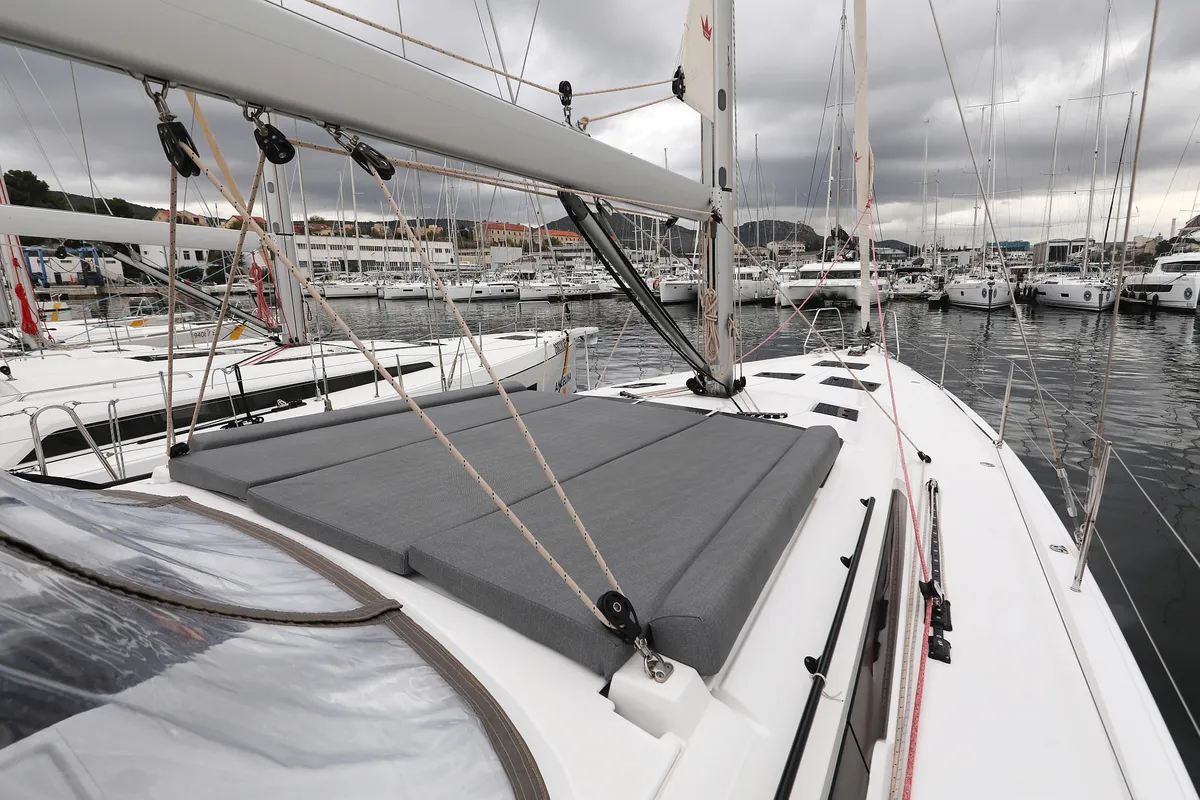 Cockpit of Shooting Star, a Dufour 470 sailboat at Grad Vodice, Croatia