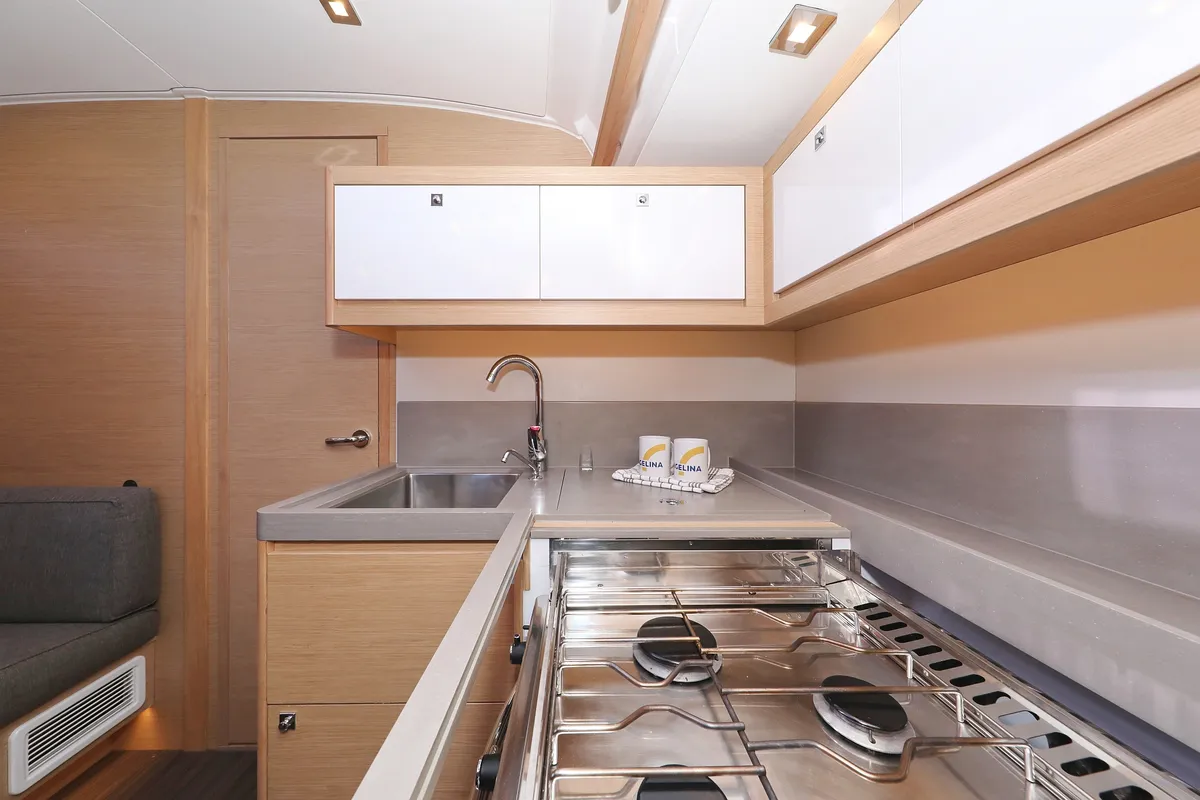 Galley of Shooting Star, a Dufour 470 sailboat at Grad Vodice, Croatia