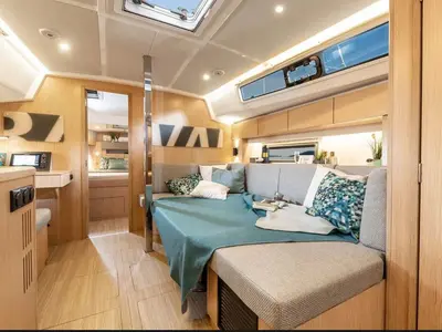 Salon of EUGENIA, a Bavaria C38 sailboat at Municipal Unit of Lefkada, Greece
