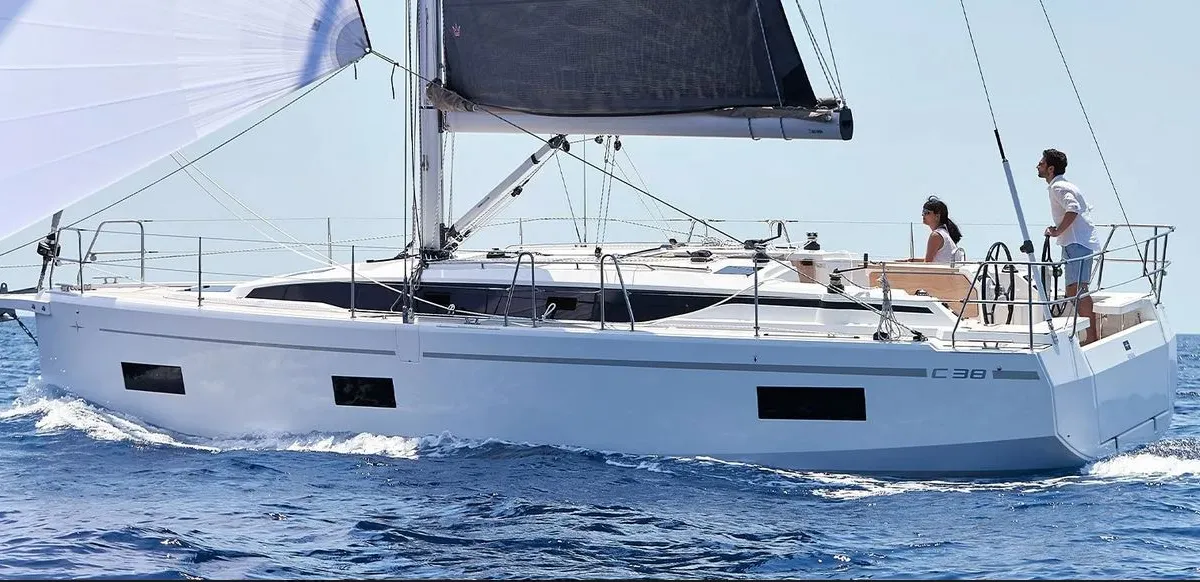 Exterior view of EUGENIA, a Bavaria C38 sailboat at Municipal Unit of Lefkada, Greece