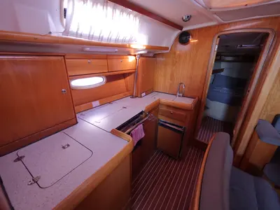 Galley of Andiamo, a Bavaria 42 sailboat at Fethiye, Turkey