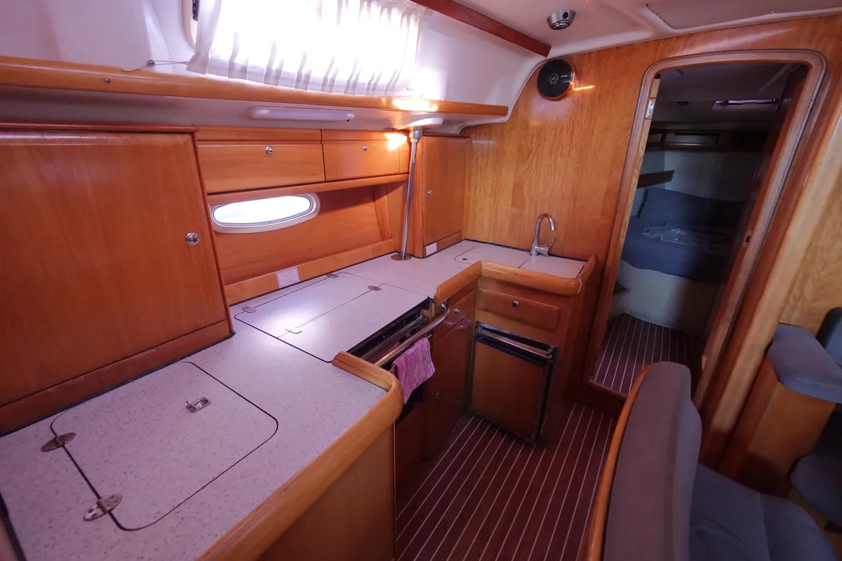 Galley of Andiamo, a Bavaria 42 sailboat at Fethiye, Turkey