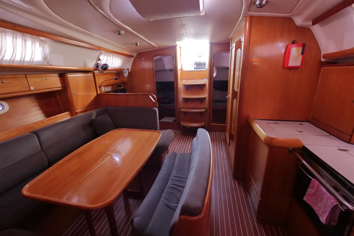 Salon of Andiamo, a Bavaria 42 sailboat at Fethiye, Turkey