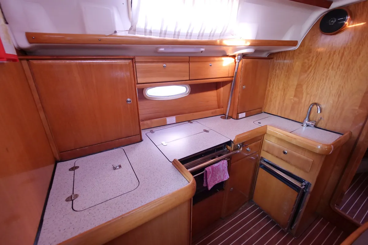 Galley of Andiamo, a Bavaria 42 sailboat at Fethiye, Turkey