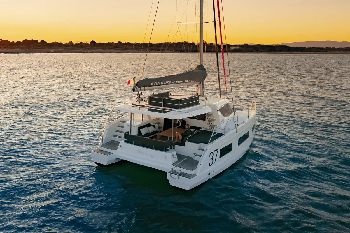 Vesta, a Aventura 37 catamaran at Fethiye, Turkey