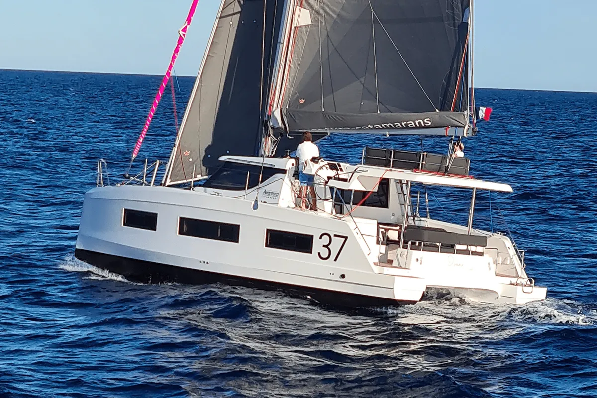 Vesta, a Aventura 37 catamaran at Fethiye, Turkey