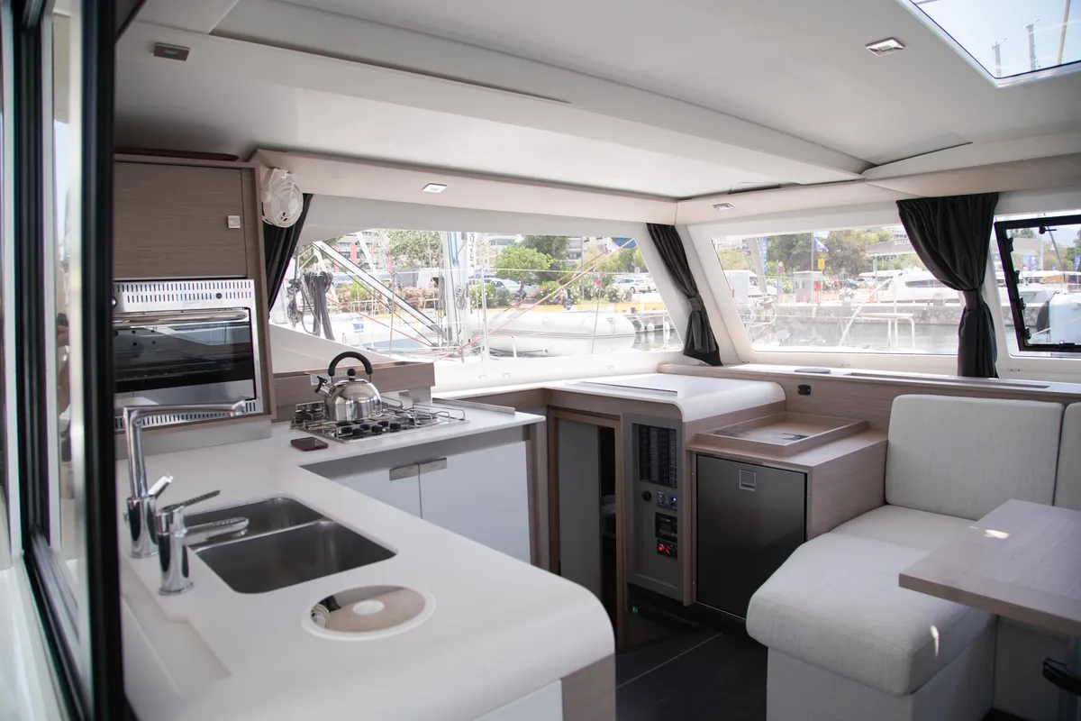 Galley of Anasa, a Fountaine Pajot Isla 40 catamaran at Lefkada, Greece
