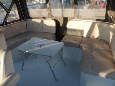Deck of Orion, a Gulet Nowee Novi 42 motorboat at Akkrum, Netherlands