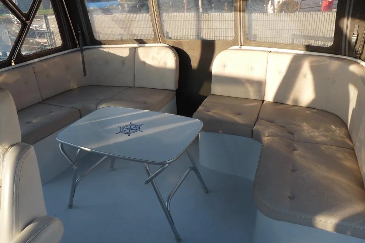 Deck of Orion, a Gulet Nowee Novi 42 motorboat at Akkrum, Netherlands