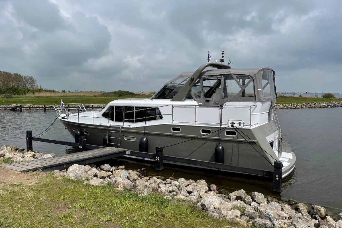 Exterior view of Orion, a Gulet Nowee Novi 42 motorboat at Akkrum, Netherlands