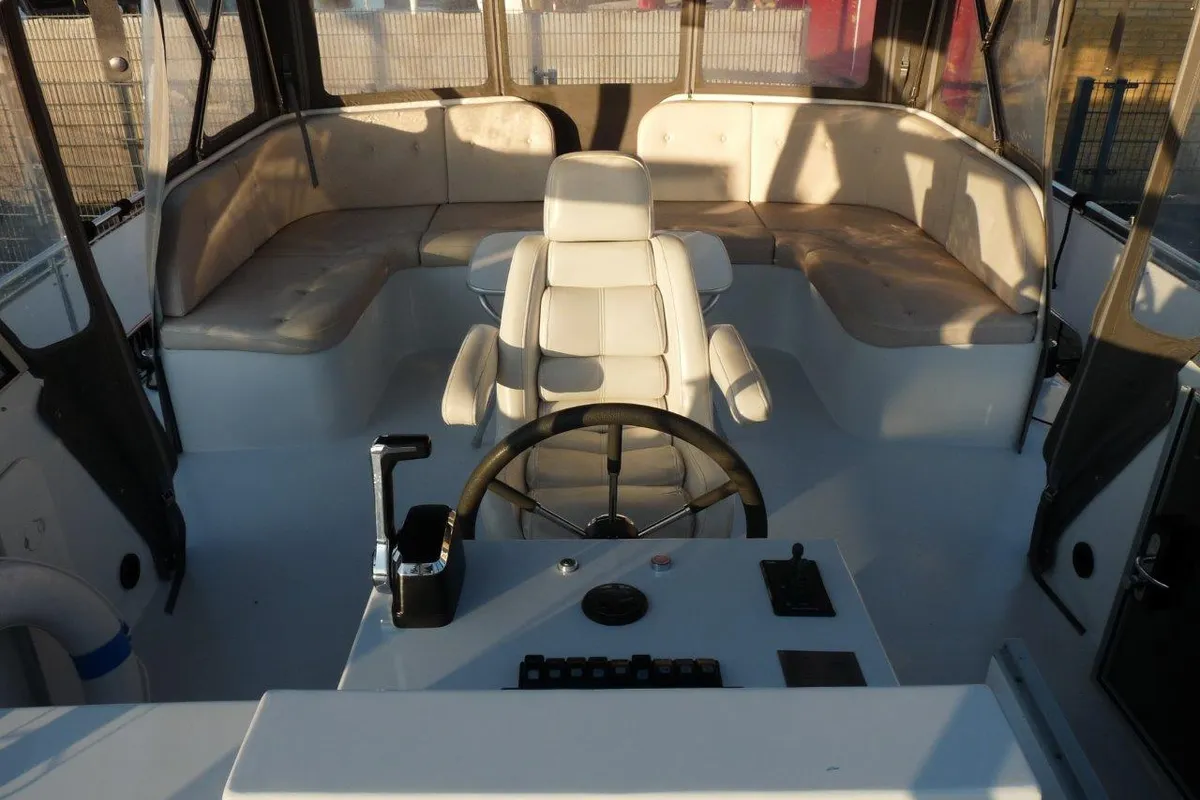 Deck of Orion, a Gulet Nowee Novi 42 motorboat at Akkrum, Netherlands