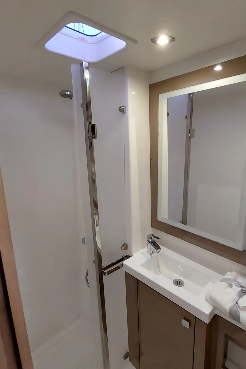 Head on Ancora Reha, a Fountaine Pajot Saona 47 catamaran at Rosignano Solvay, Italy