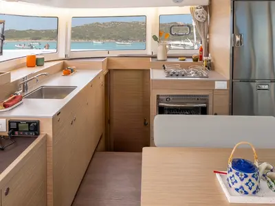 Galley of Blue Horizon, a Lagoon 38 catamaran at Grad Kaštela, Croatia