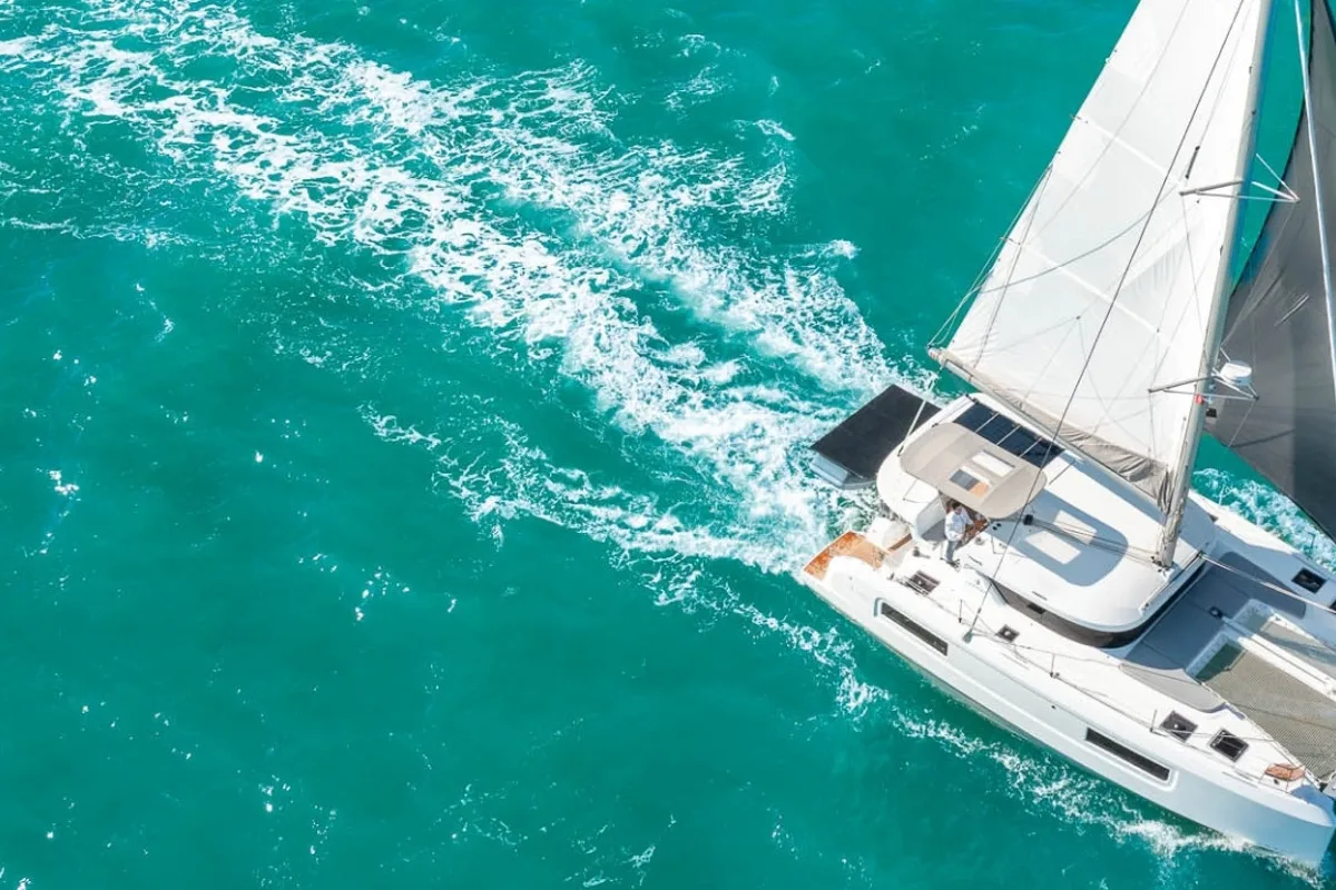 Blue Horizon, a Lagoon 38 catamaran at Grad Kaštela, Croatia