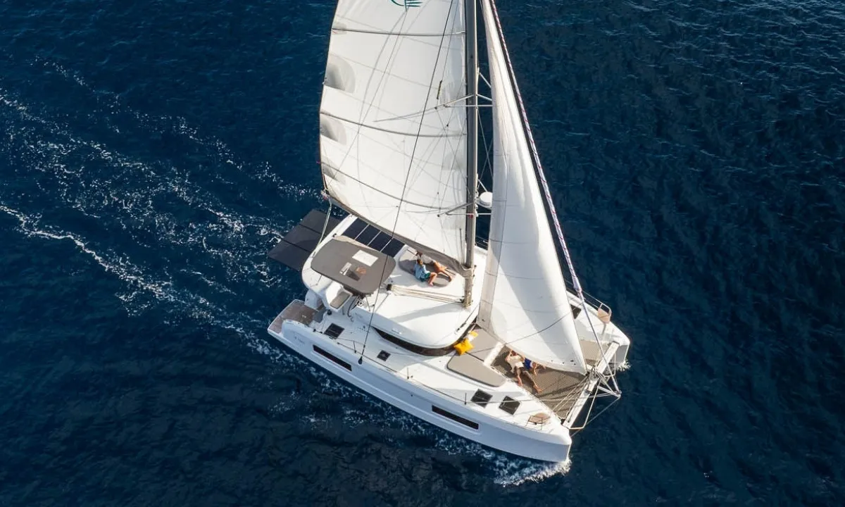Blue Horizon, a Lagoon 38 catamaran at Grad Kaštela, Croatia