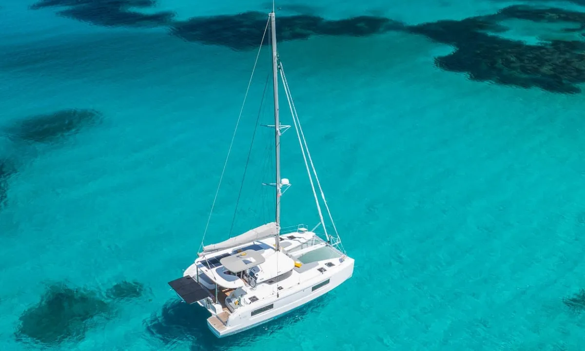 Blue Horizon, a Lagoon 38 catamaran at Grad Kaštela, Croatia