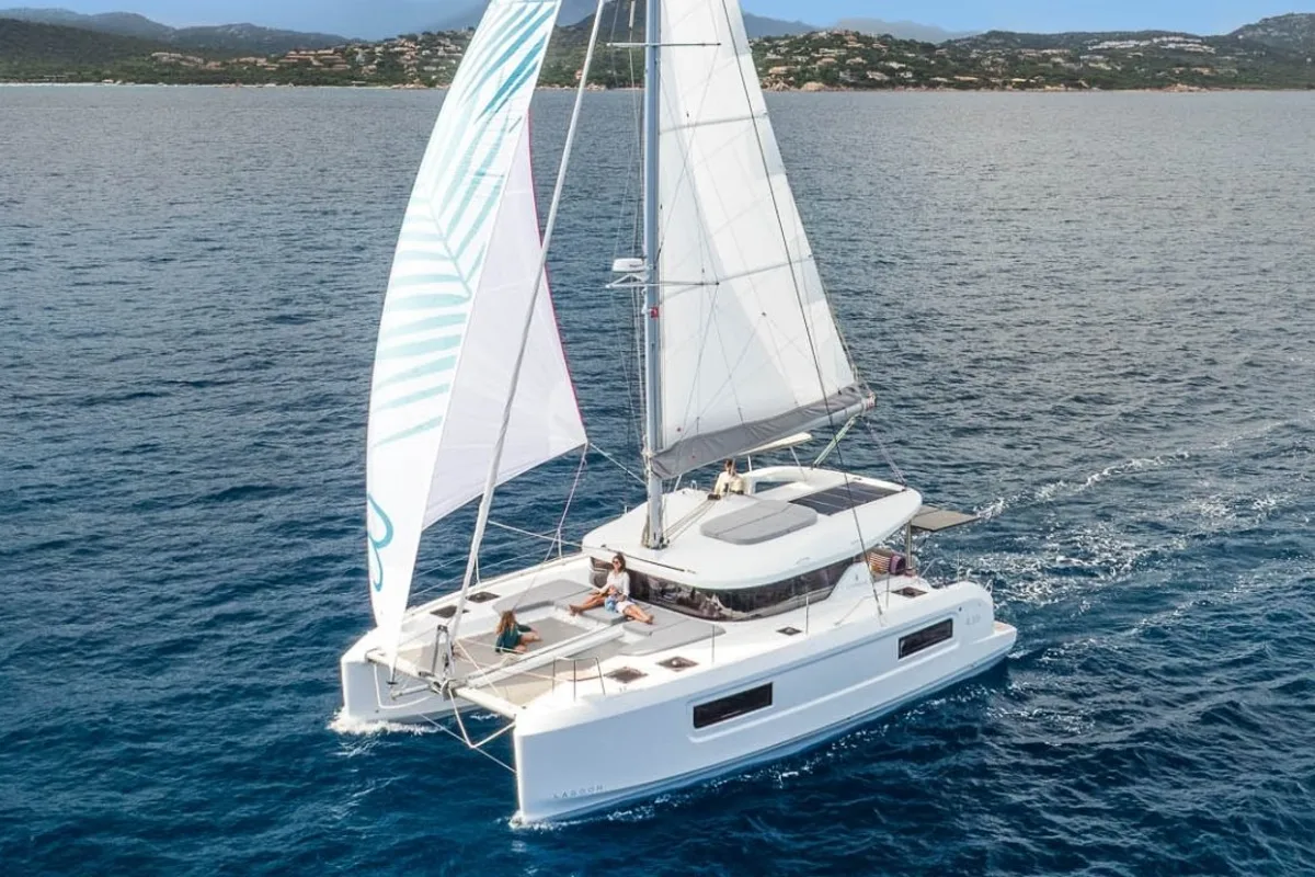 Blue Horizon, a Lagoon 38 catamaran at Grad Kaštela, Croatia