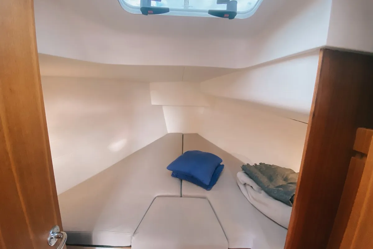 Cabin on Marche Ou Reve, a J/Boats J 112 sailboat at Marseille, France