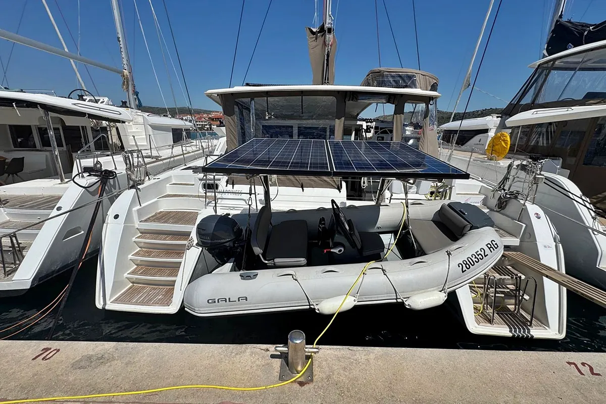 Exterior view of Happiness, a Lagoon 421 catamaran at Općina Rogoznica, Croatia