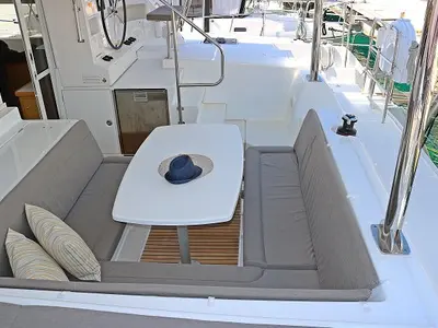 Cockpit of Happiness, a Lagoon 421 catamaran at Općina Rogoznica, Croatia