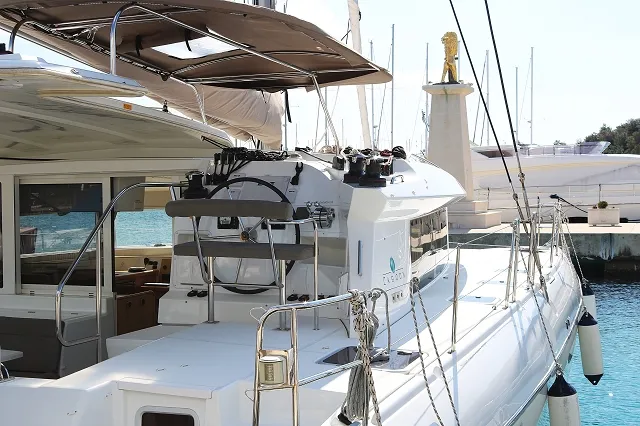 Exterior view of Happiness, a Lagoon 421 catamaran at Općina Rogoznica, Croatia