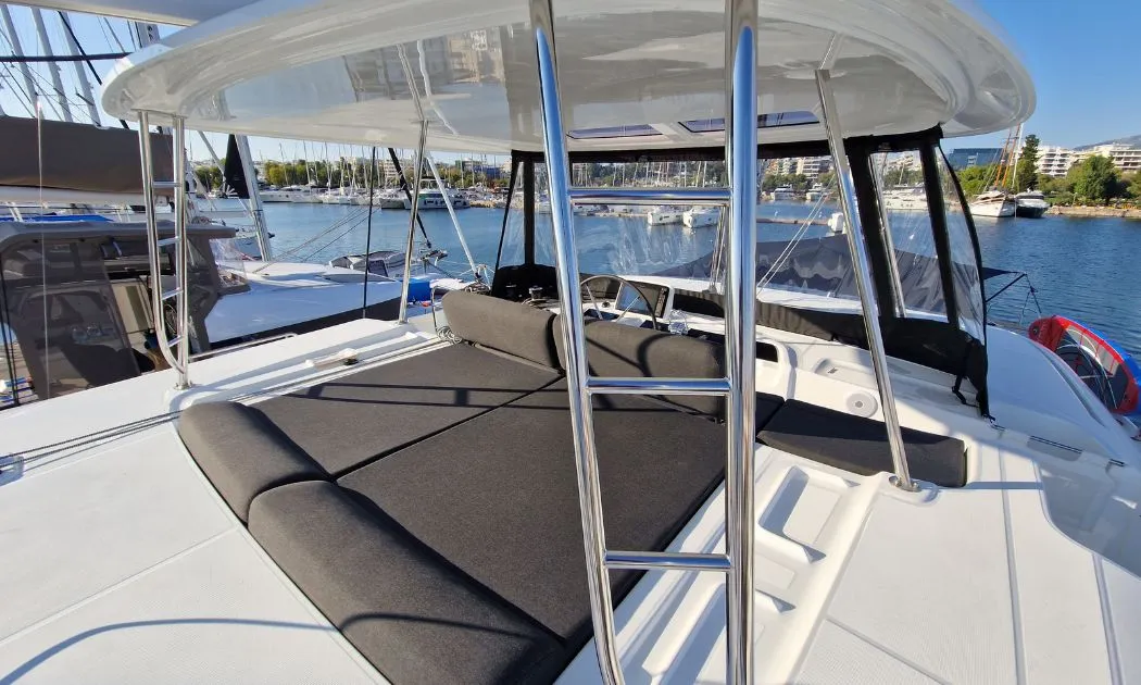 Deck of Celena VI, a Lagoon 46 catamaran at Kos, Greece