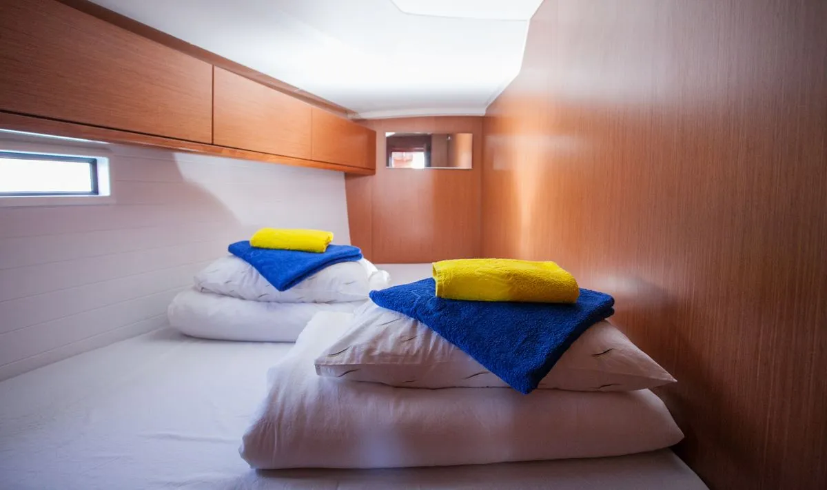 Cabin on Set Point, a Bavaria Cruiser 46 sailboat at Split, Croatia