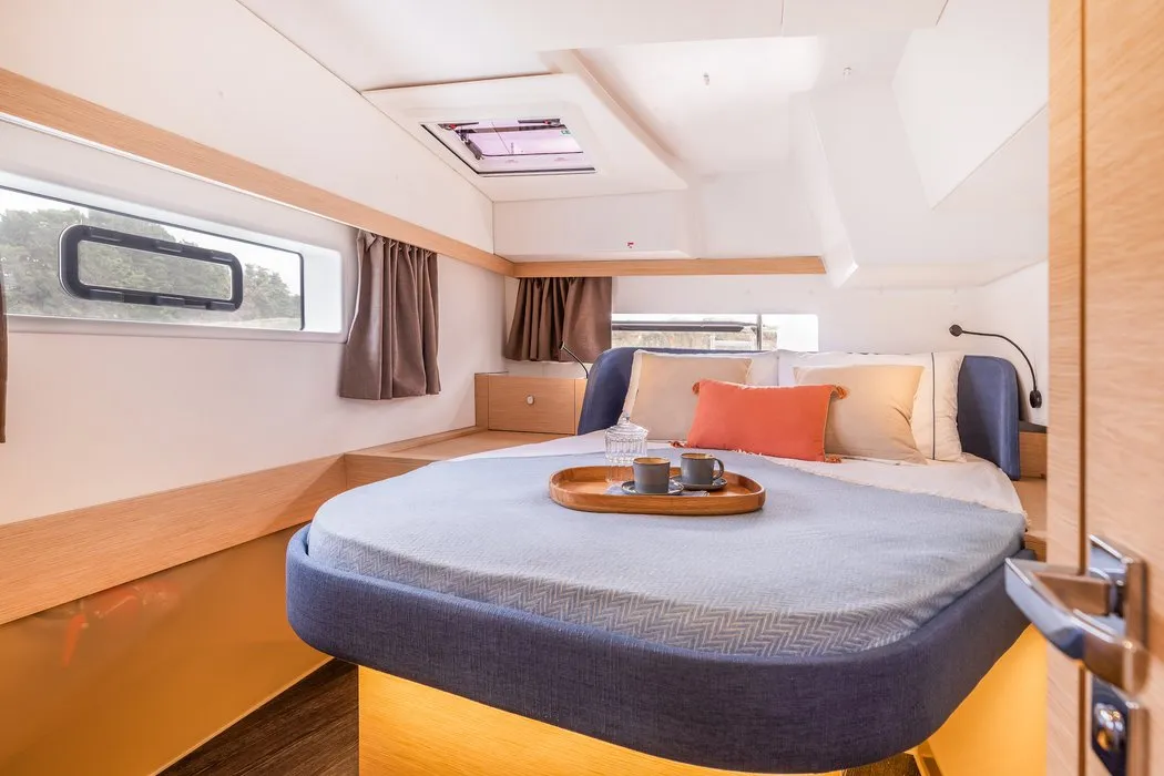 Cabin on Barbara, a Fountaine Pajot FP 41 Quatuor 4 catamaran at Vallauris, France