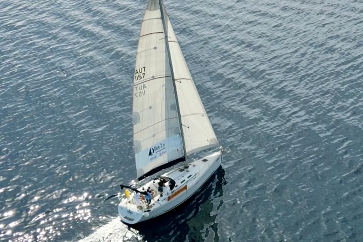Exterior view of Kodo, a Beneteau First 40.7 sailboat at Punat, Croatia