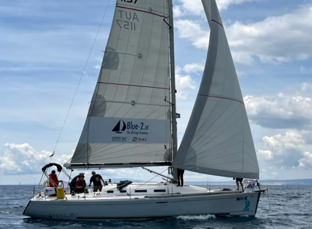 Exterior view of Kodo, a Beneteau First 40.7 sailboat at Punat, Croatia