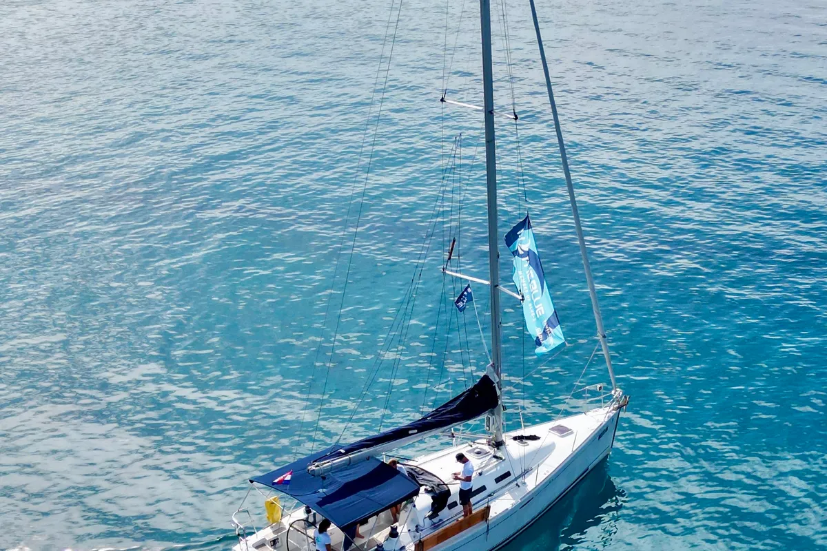 Exterior view of Kodo, a Beneteau First 40.7 sailboat at Punat, Croatia