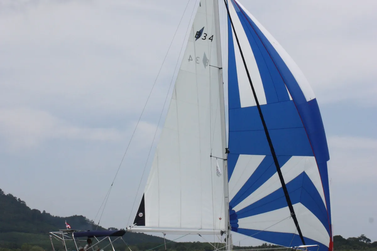 Little Eva, a Bavaria Cruiser 34 sailboat at Mai Khao, Thailand