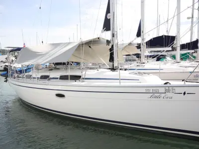 Little Eva, a Bavaria Cruiser 34 sailboat at Mai Khao, Thailand