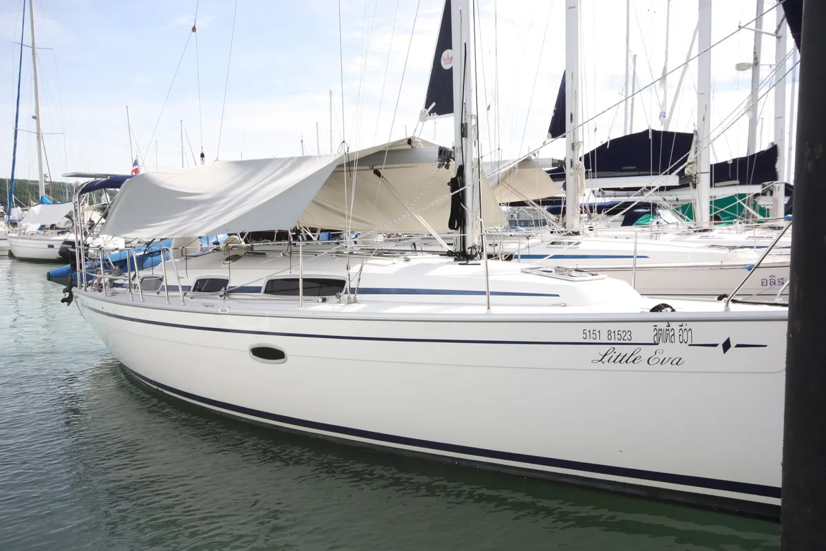 Little Eva, a Bavaria Cruiser 34 sailboat at Mai Khao, Thailand