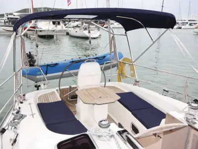Little Eva, a Bavaria Cruiser 34 sailboat at Mai Khao, Thailand