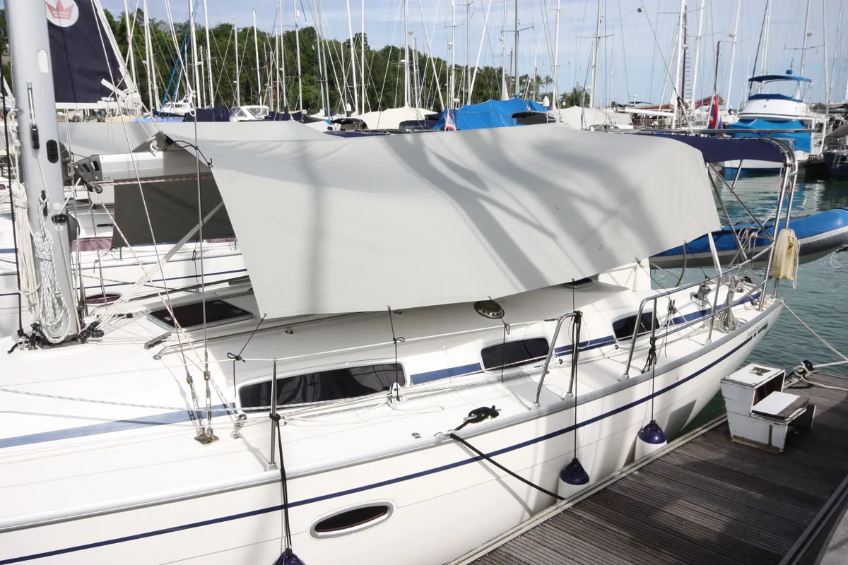 Little Eva, a Bavaria Cruiser 34 sailboat at Mai Khao, Thailand