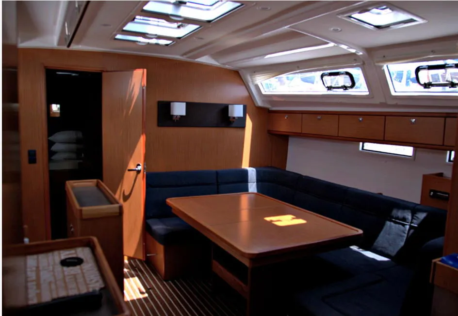 Salon of Lenco, a Bavaria Cruiser 46 sailboat at Kontokali, Greece