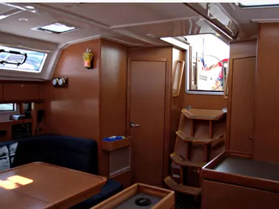 Salon of Lenco, a Bavaria Cruiser 46 sailboat at Kontokali, Greece
