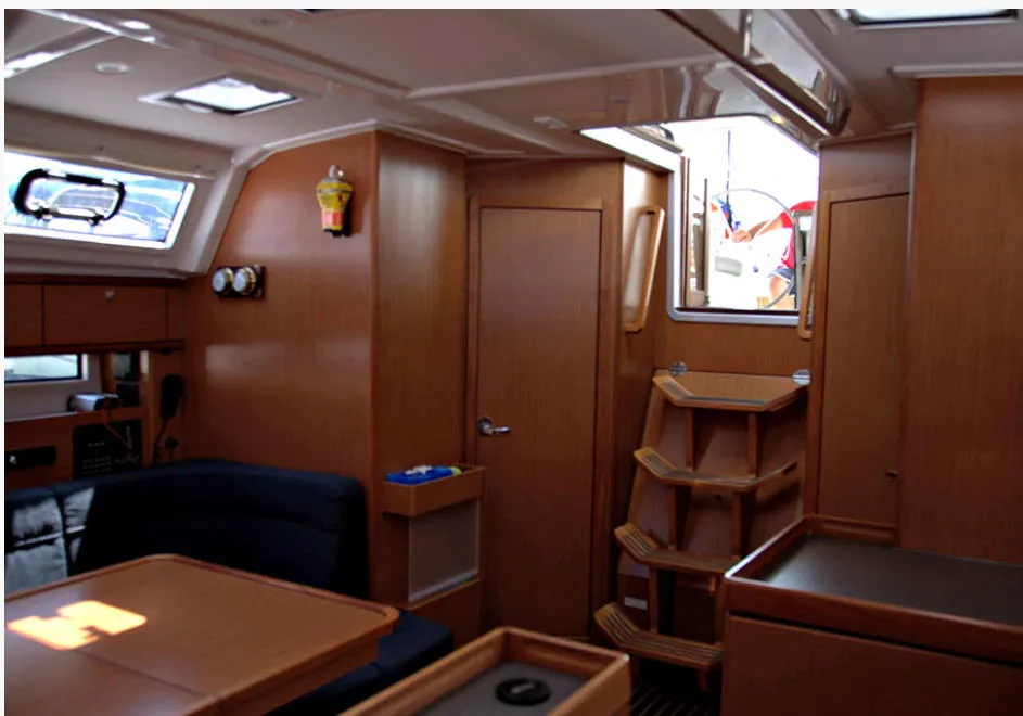 Salon of Lenco, a Bavaria Cruiser 46 sailboat at Kontokali, Greece