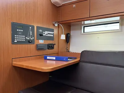 Cockpit of Finny Ocean, a Bavaria Cruiser 37 sailboat at Heiligenhafen, Germany