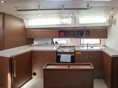 Galley of Breezy, a Beneteau Oceanis 46.1 sailboat at Marmaris, Turkey