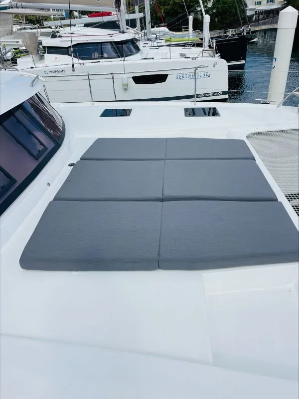 Deck of Runny Babbit, a Fountaine Pajot Tanna 47 catamaran at Road Town, British Virgin Islands
