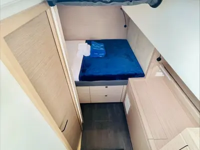 Cabin on Runny Babbit, a Fountaine Pajot Tanna 47 catamaran at Road Town, British Virgin Islands