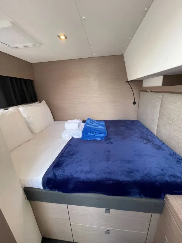 Cabin on Runny Babbit, a Fountaine Pajot Tanna 47 catamaran at Road Town, British Virgin Islands