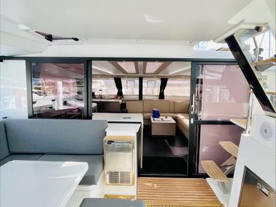 Deck of Runny Babbit, a Fountaine Pajot Tanna 47 catamaran at Road Town, British Virgin Islands