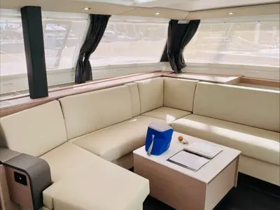 Salon of Runny Babbit, a Fountaine Pajot Tanna 47 catamaran at Road Town, British Virgin Islands