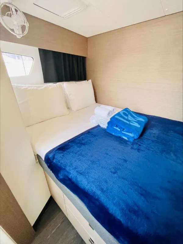Cabin on Runny Babbit, a Fountaine Pajot Tanna 47 catamaran at Road Town, British Virgin Islands