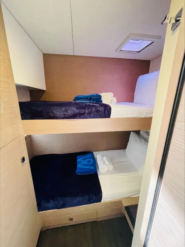 Cabin on Runny Babbit, a Fountaine Pajot Tanna 47 catamaran at Road Town, British Virgin Islands