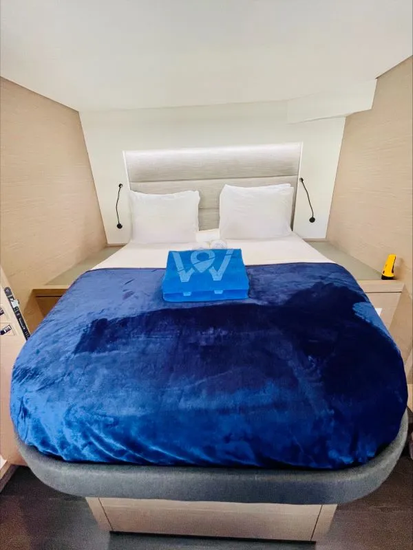 Cabin on Runny Babbit, a Fountaine Pajot Tanna 47 catamaran at Road Town, British Virgin Islands